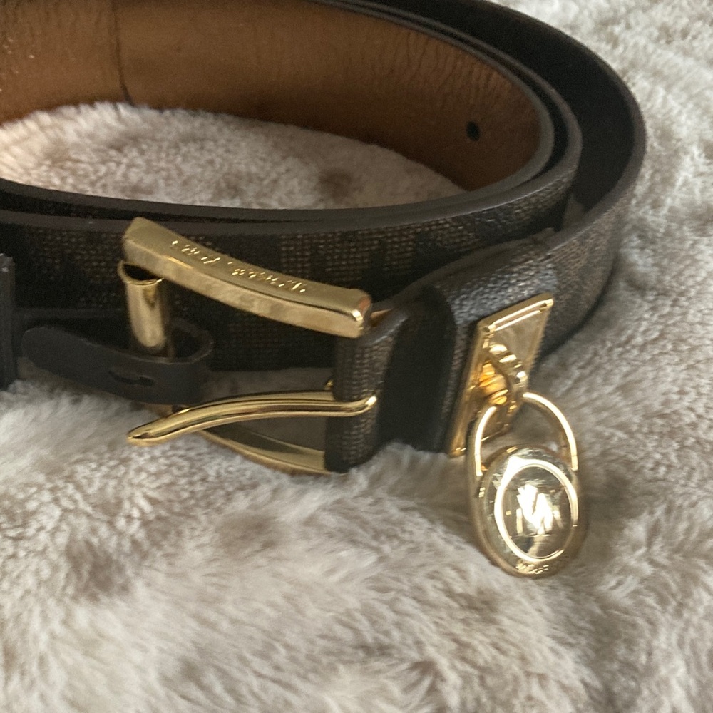 Michael Kors Dark Brown Belt with Gold Buckle